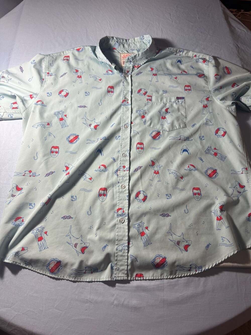 Rsvlts Jaws Universal Studios Amity Island Short Sleeve Button Down Shirt 3XL